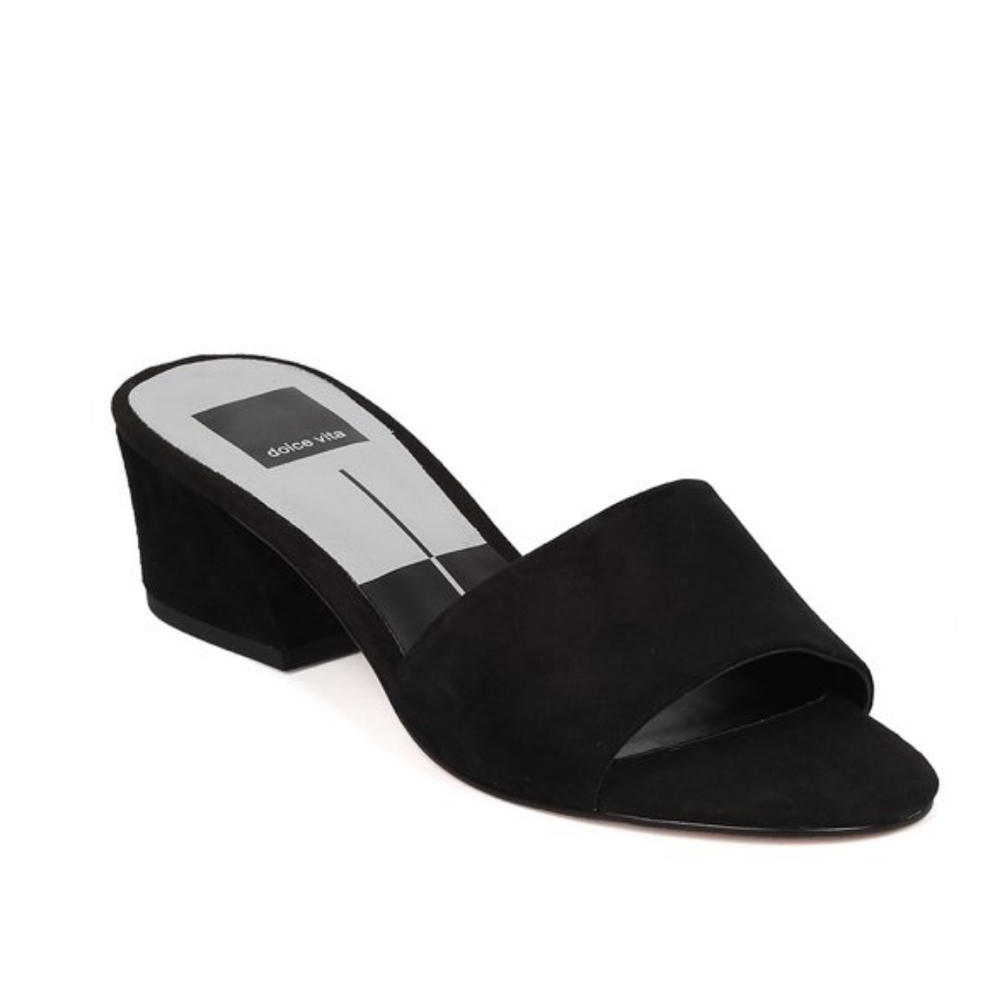Dolce Vita Rilee Suede Open Toe Low Block Heel Slide